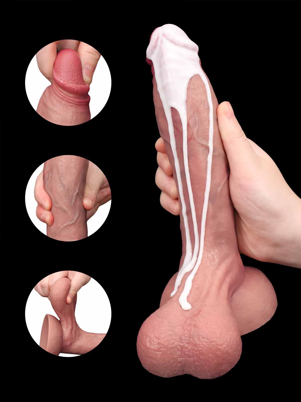 Antonio 9" Realistic Flesh Silicone Dildo with Swinging Balls — Soft, Lifelike & Suction-Cup Base