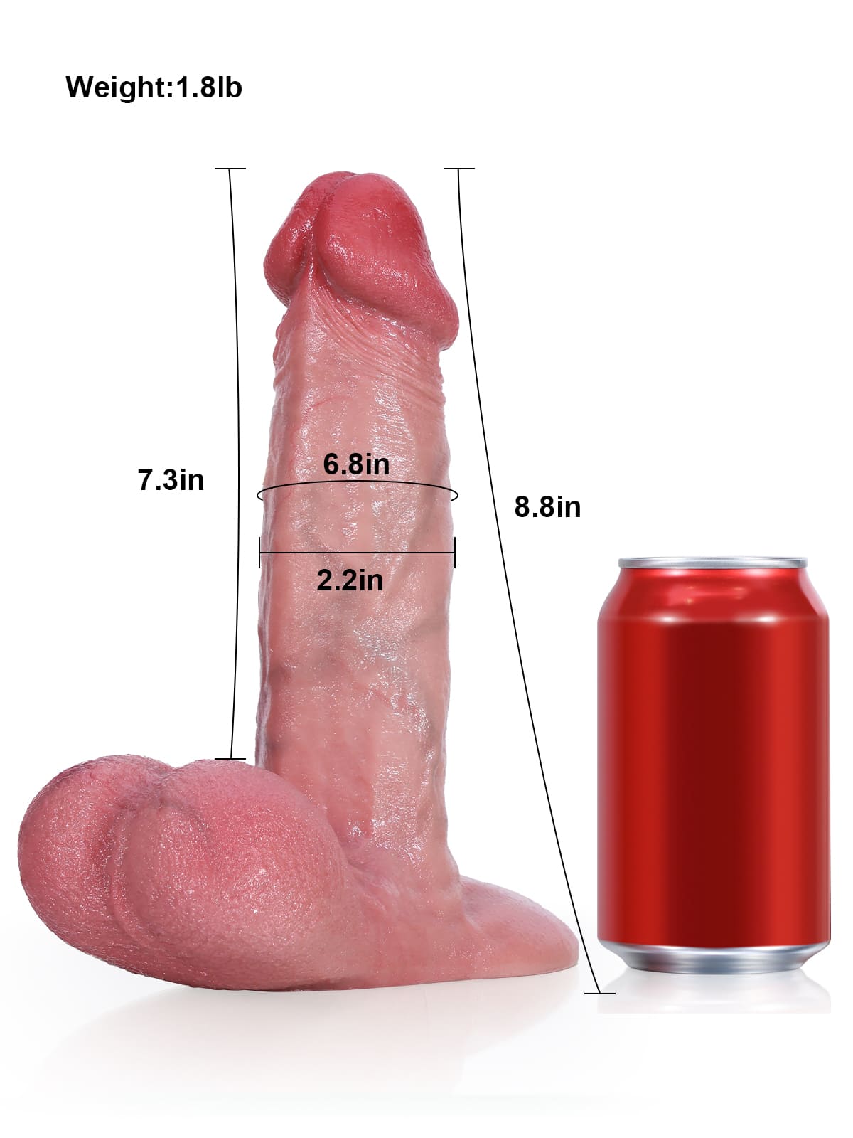 Ben 8.8 Inch 3D Thick Dildo With Swinging Balls & Vac U Lock Suction Cup