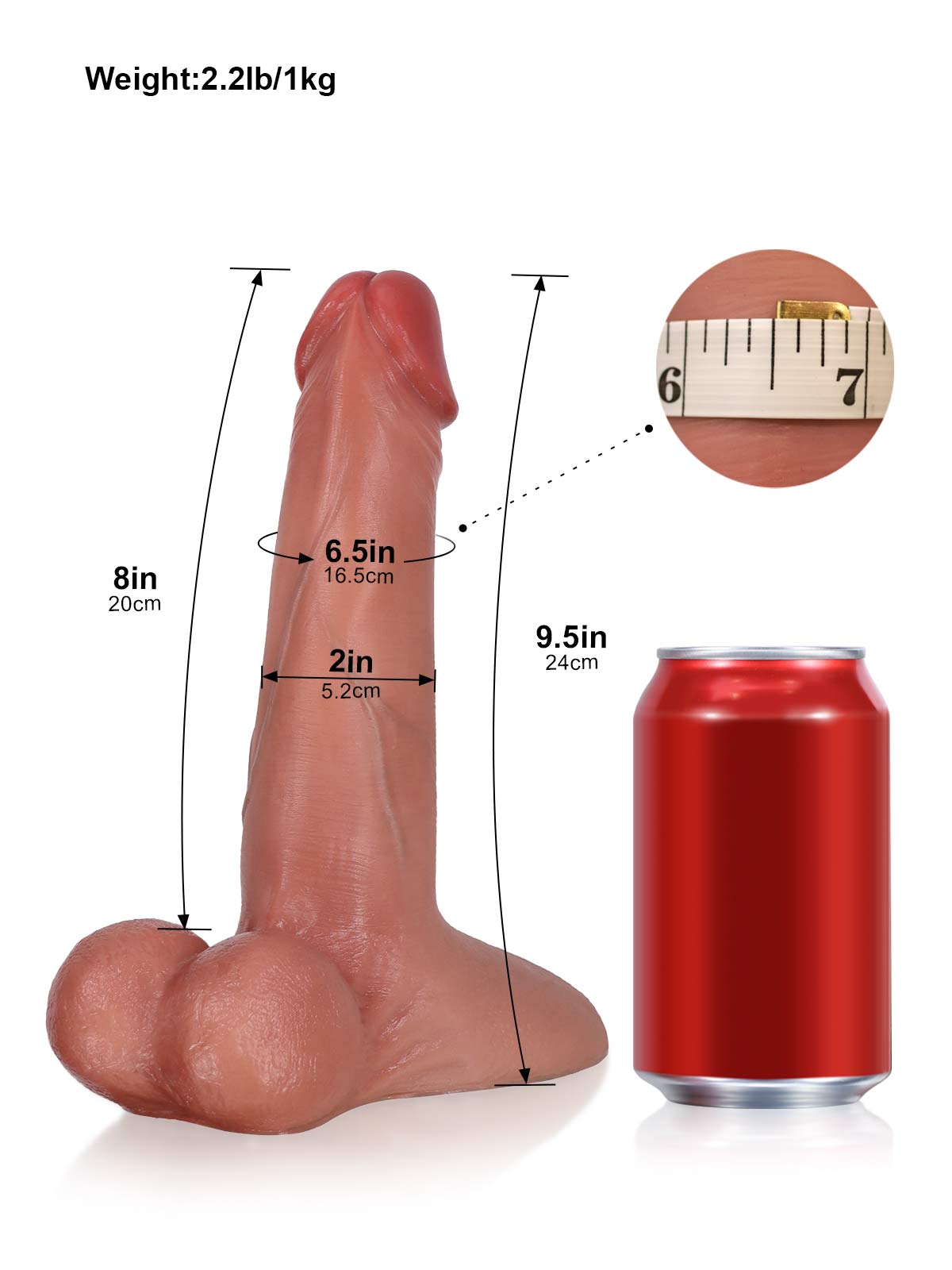Blake 9.5 Inch Thick Movable Skin Dildo With Ball Vac-U-Lock Compatible