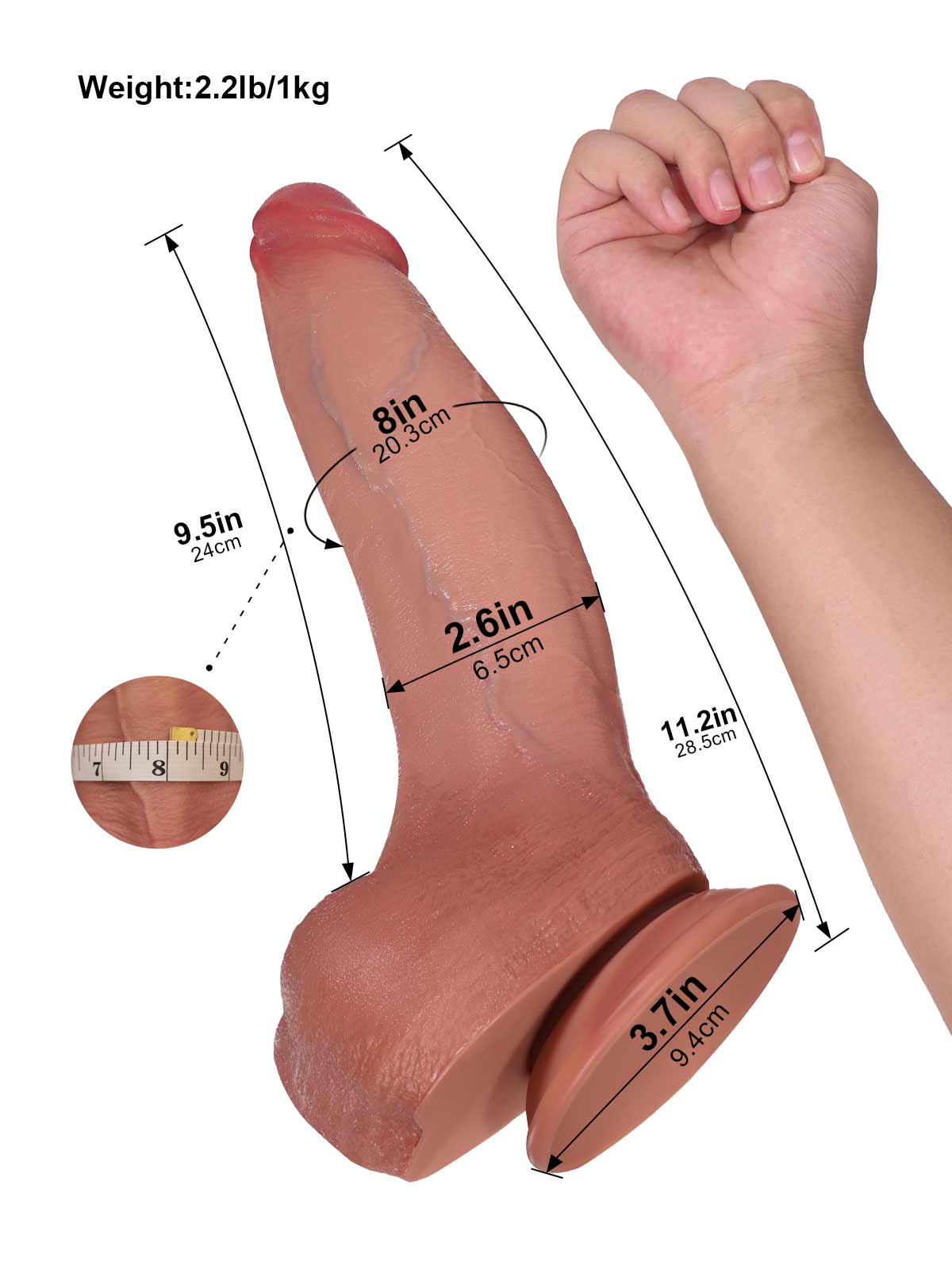 Brandon 11.2 Inch Huge Real Feeling Dildo