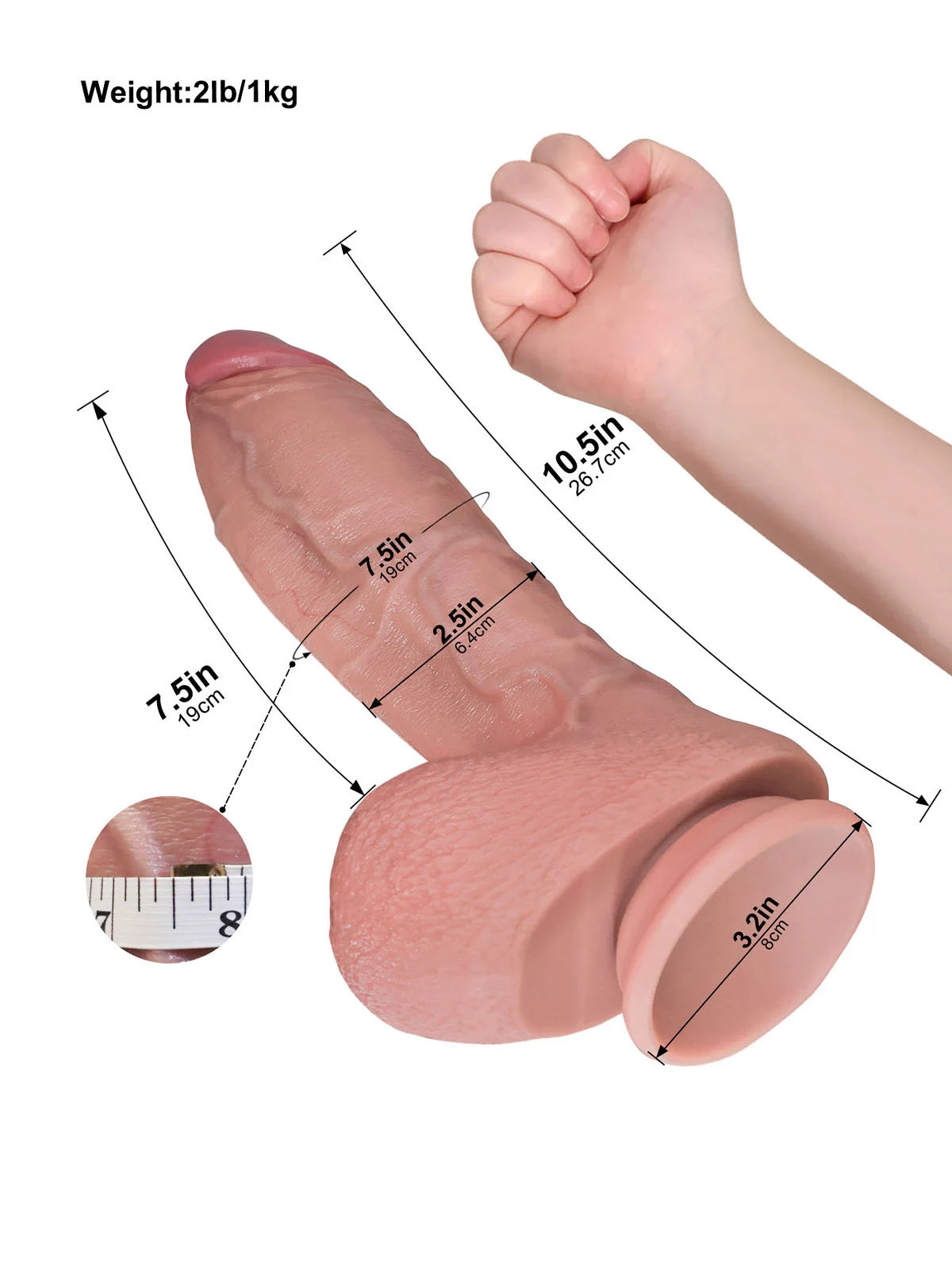 Brayden 10.5" Premium Silicone Huge Thick Dildo & Two Slippery Testicles