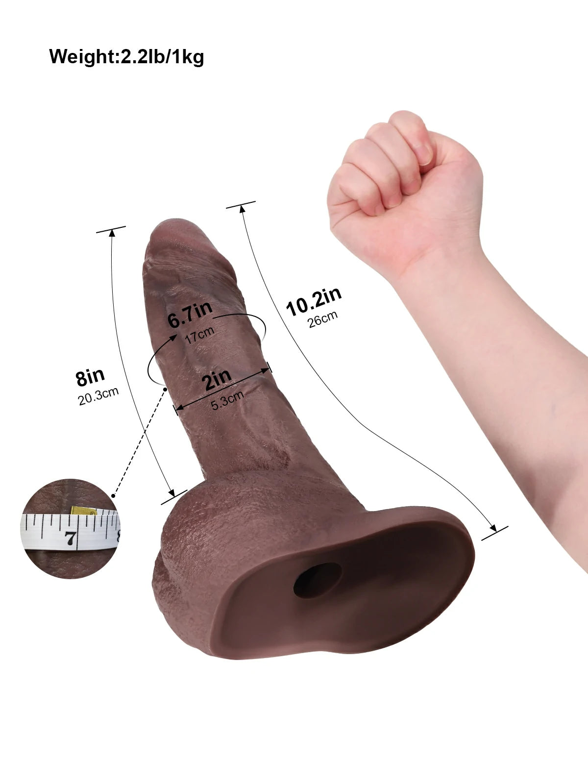 Bruce 10.2 Inch Brown Thick Realistic Dildo Vac-U-Lock Compatible