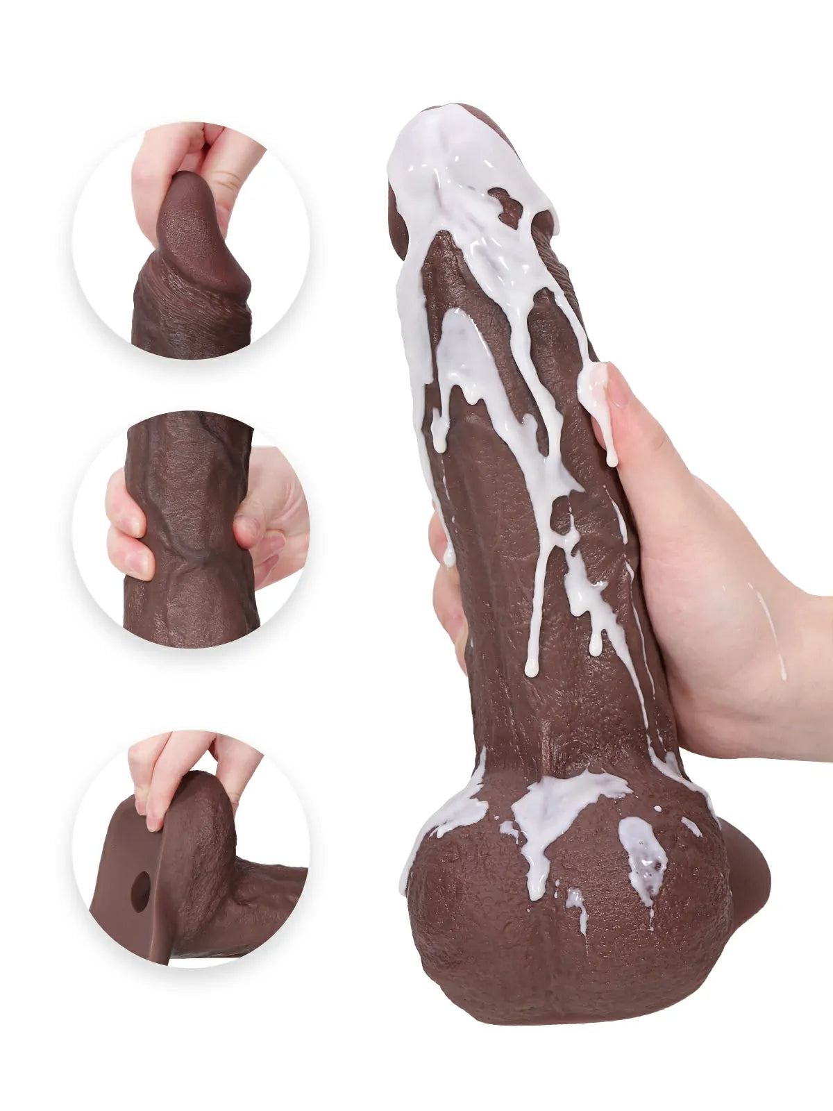Bruce 10.2 Inch Brown Thick Realistic Dildo Vac-U-Lock Compatible