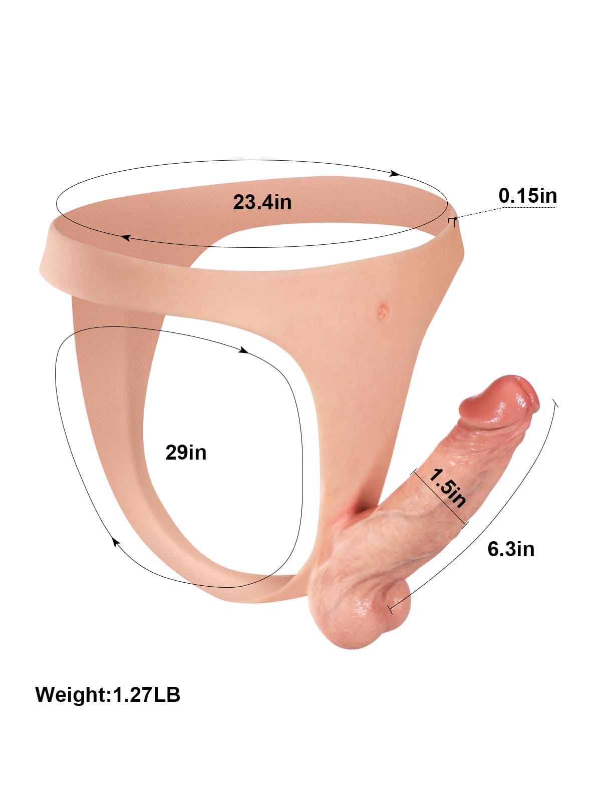 Caleb - Realistic Strap On With 6.3 Inch Dual Density Dildo