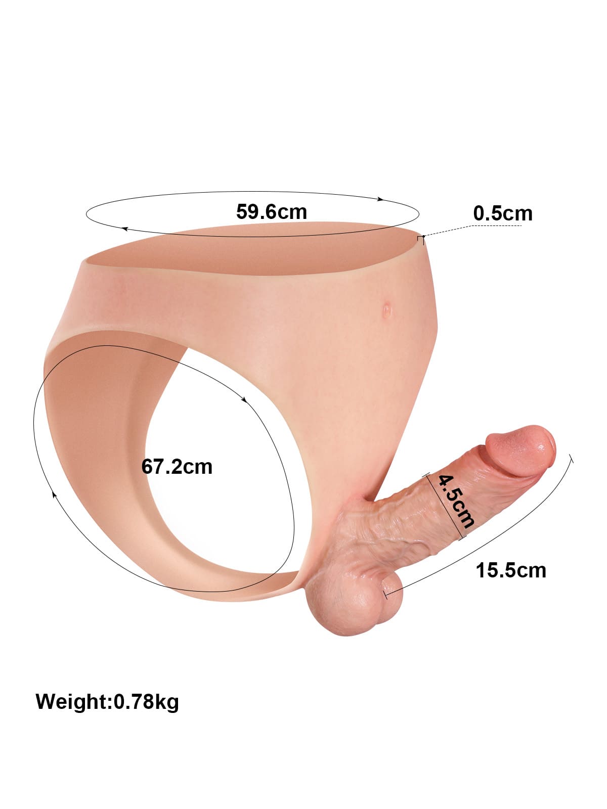 Cash - Realistic Strap On With 6 Inch Dual Density Dildo