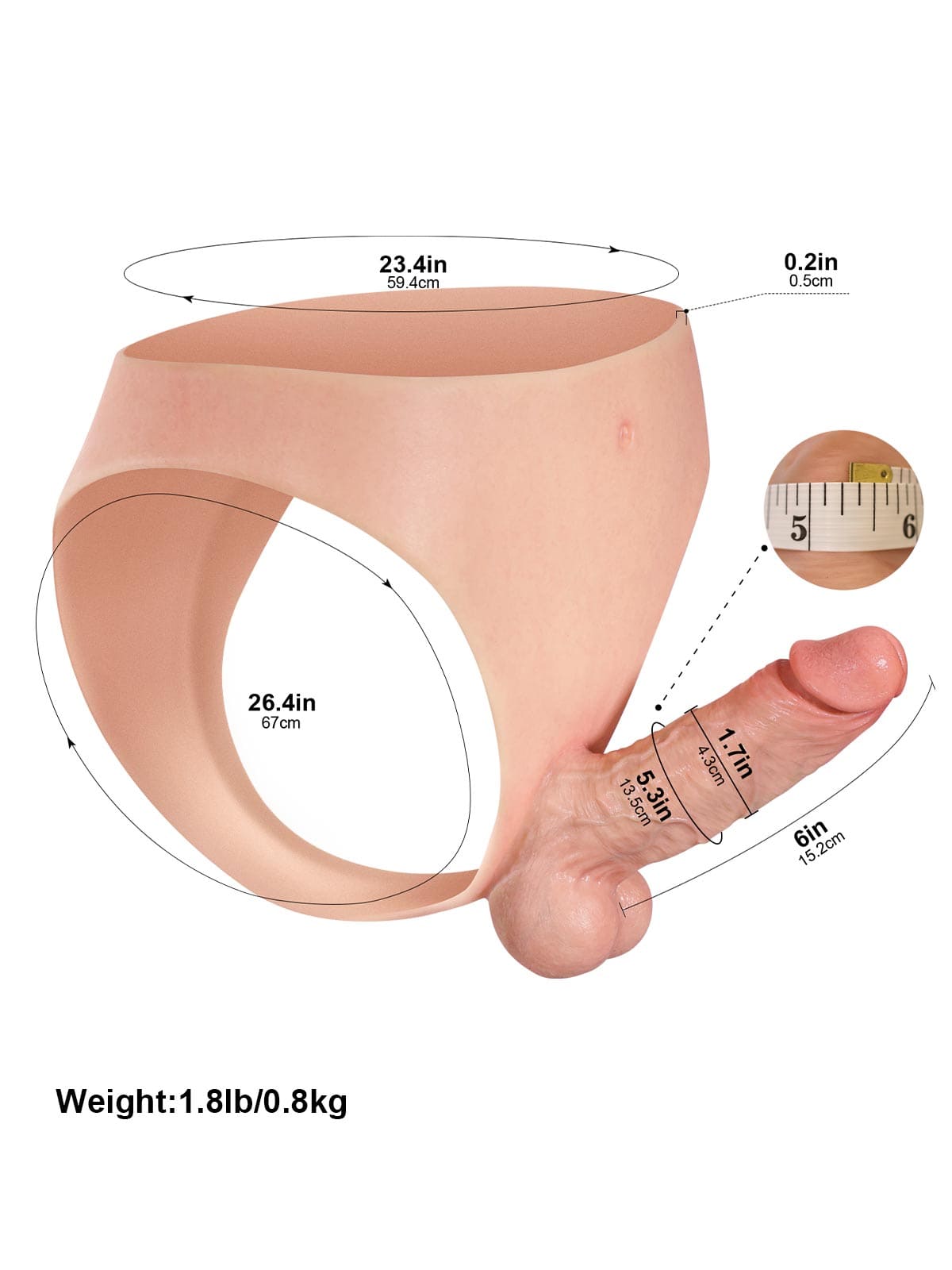 Cash - Realistic Strap On With 6 Inch Dual Density Dildo