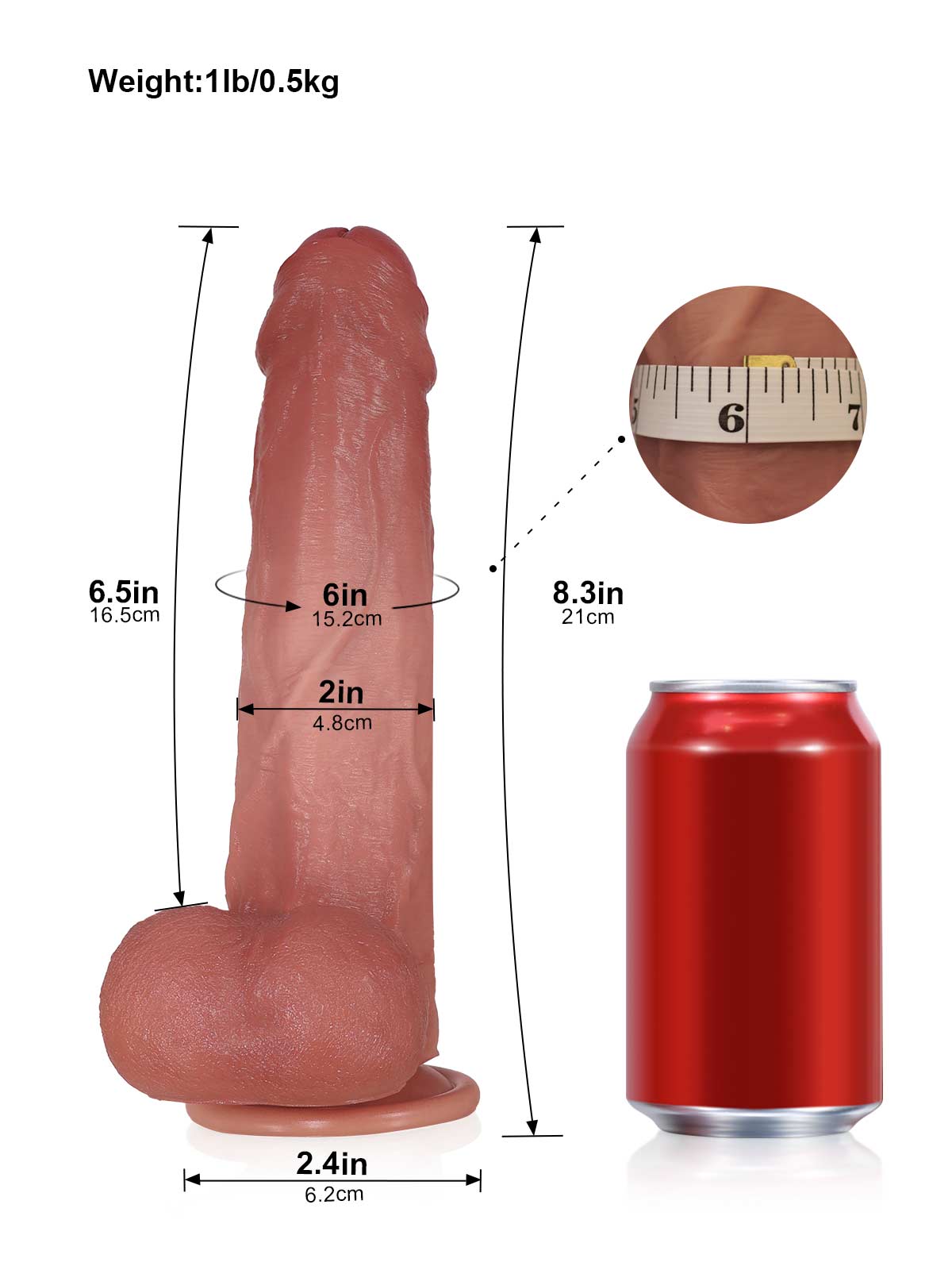 Cole 8.3 Inch Dual Density Dildo Uncircumcised penis