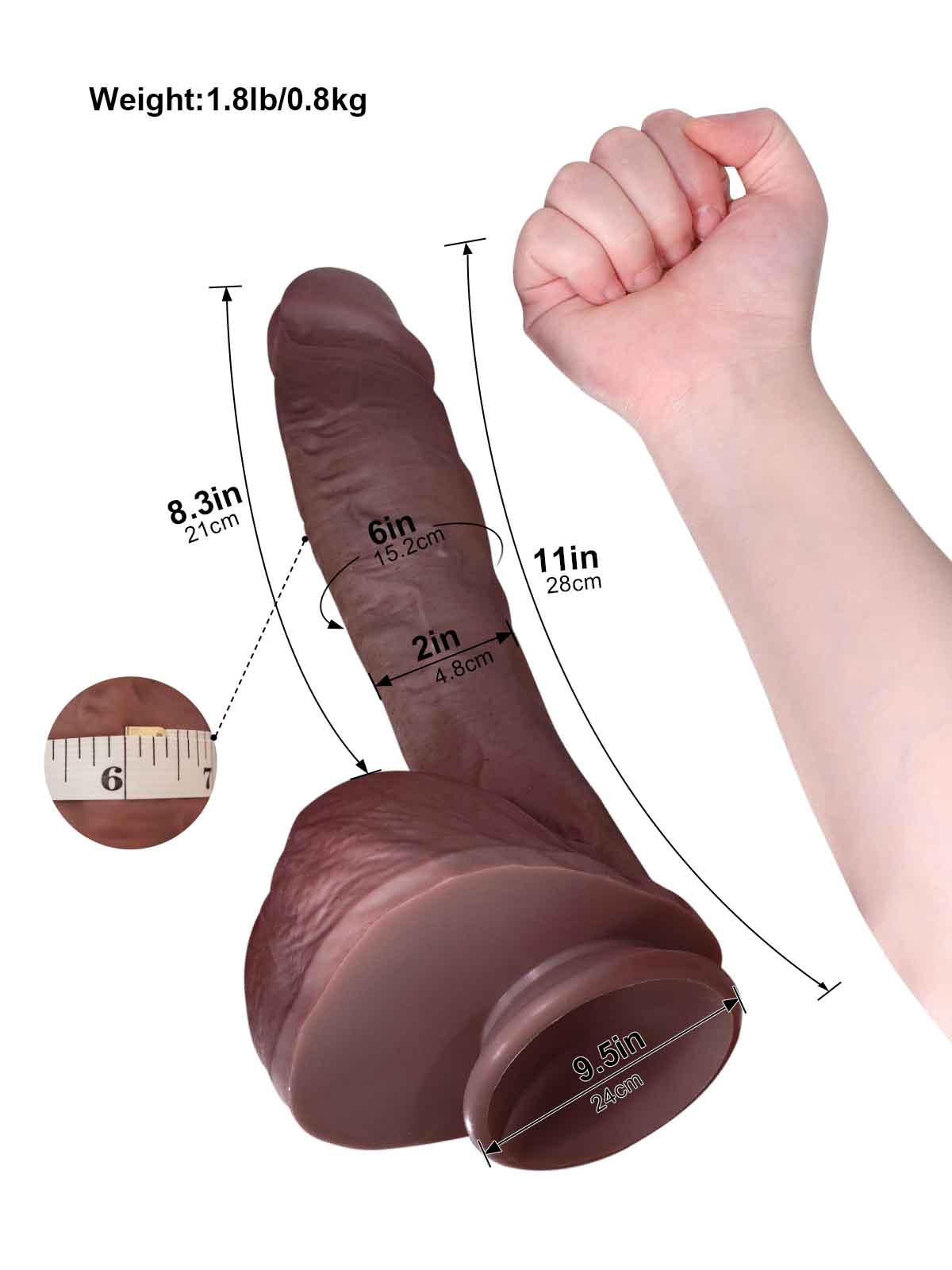 Dante 11 Inch Black Huge Realistic Dildo