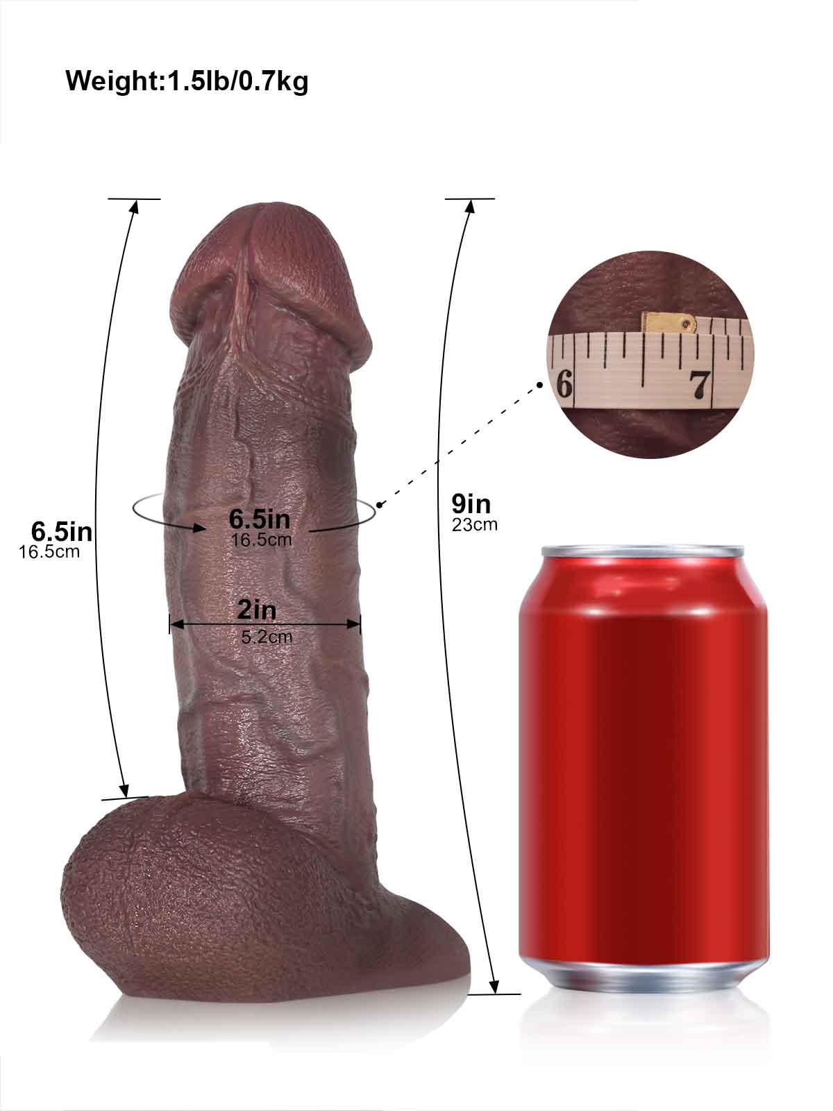 Diego 9 Inch Brown Real Life Sliding Skin Realistic Dildo