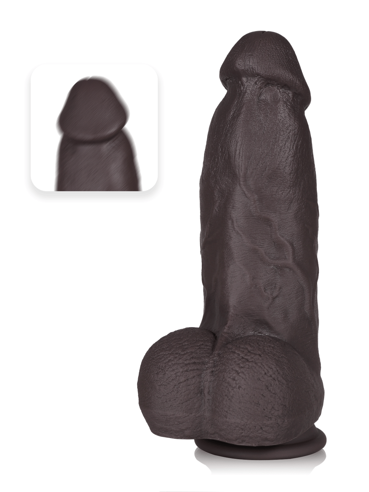 Elias 9.4 Inch Short Thick Black Vibrating Dildo