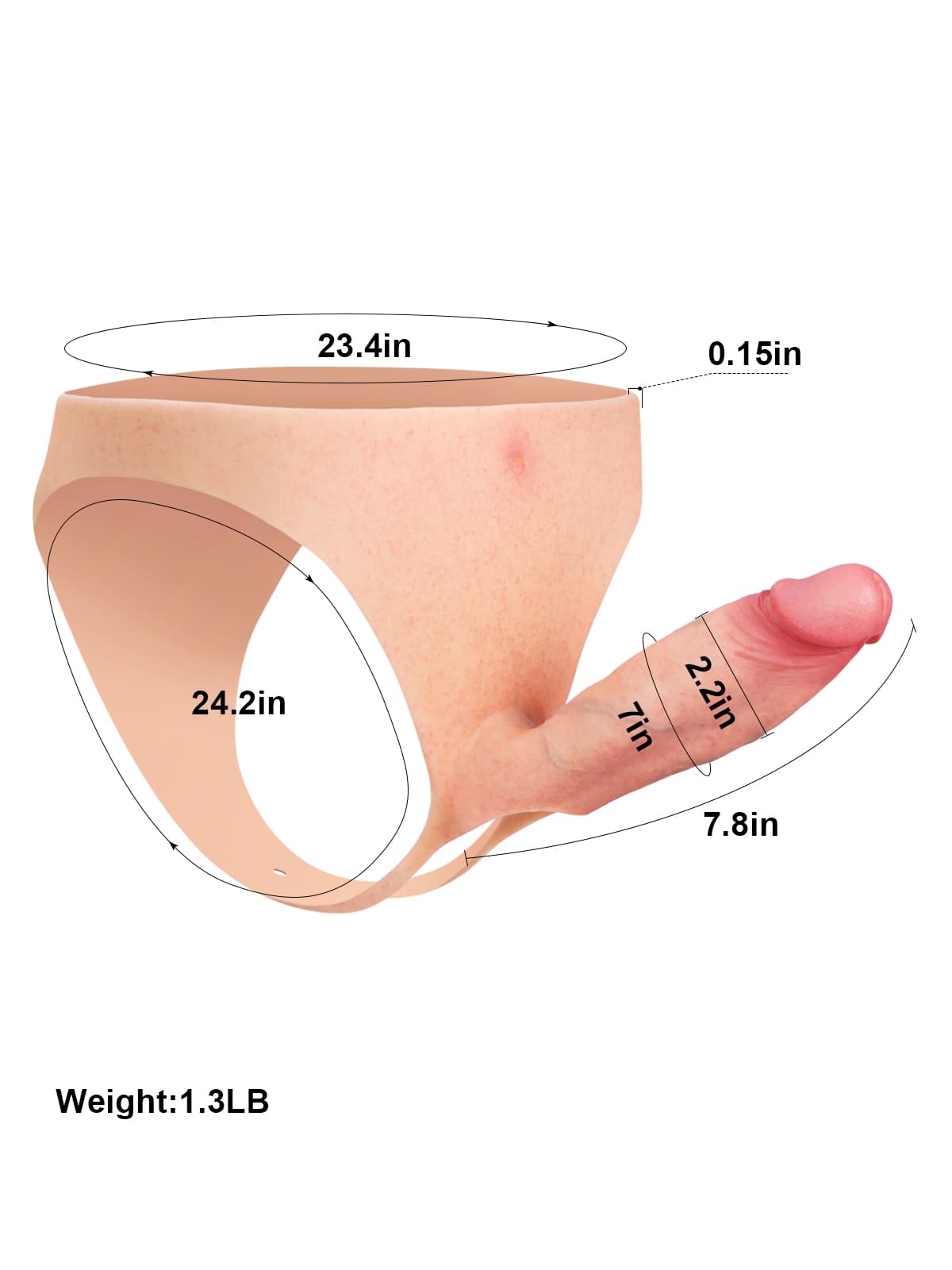 Gage 7.8 Inch Wearable Hollow Strap-On Dildo