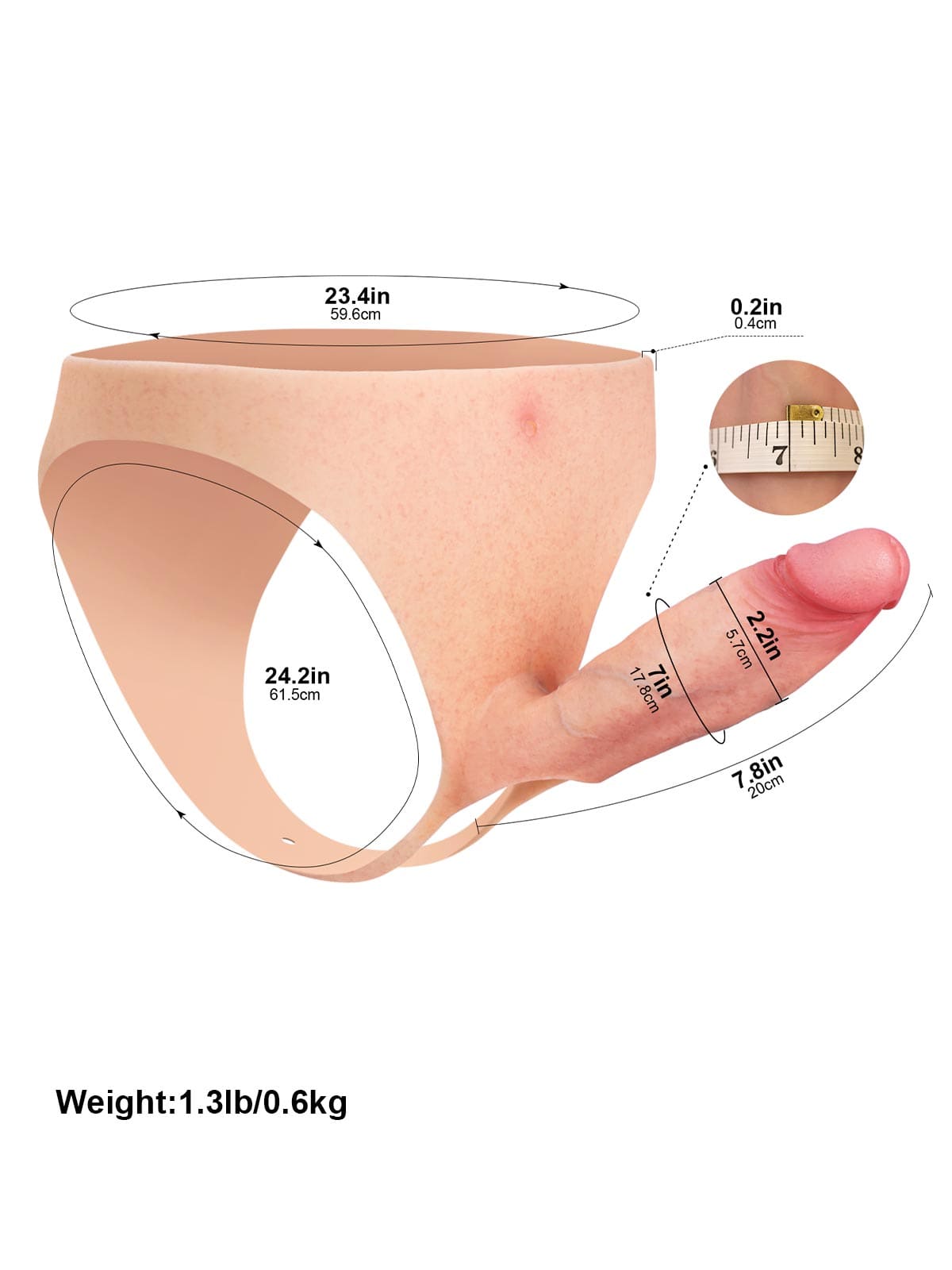 Gage 7.8 Inch Wearable Hollow Strap-On Dildo