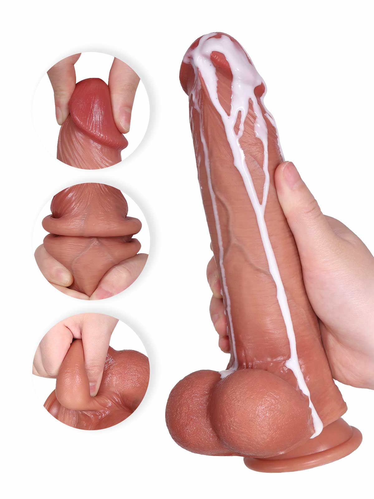 Jake 9.3 Inch Sliding Skin Dildo Ultra Realistic Soft with Realistic Balls