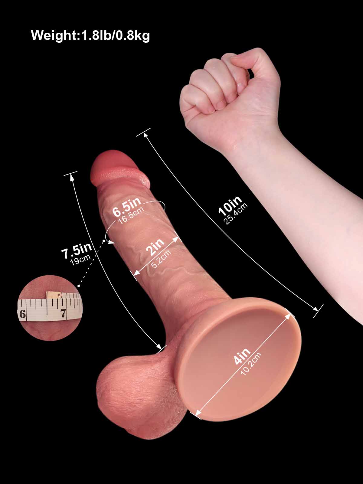 Javier 10" Realistic Silicone Dildo with Swinging Balls — Deep Length, Lifelike Feel & Suction-Cup Base
