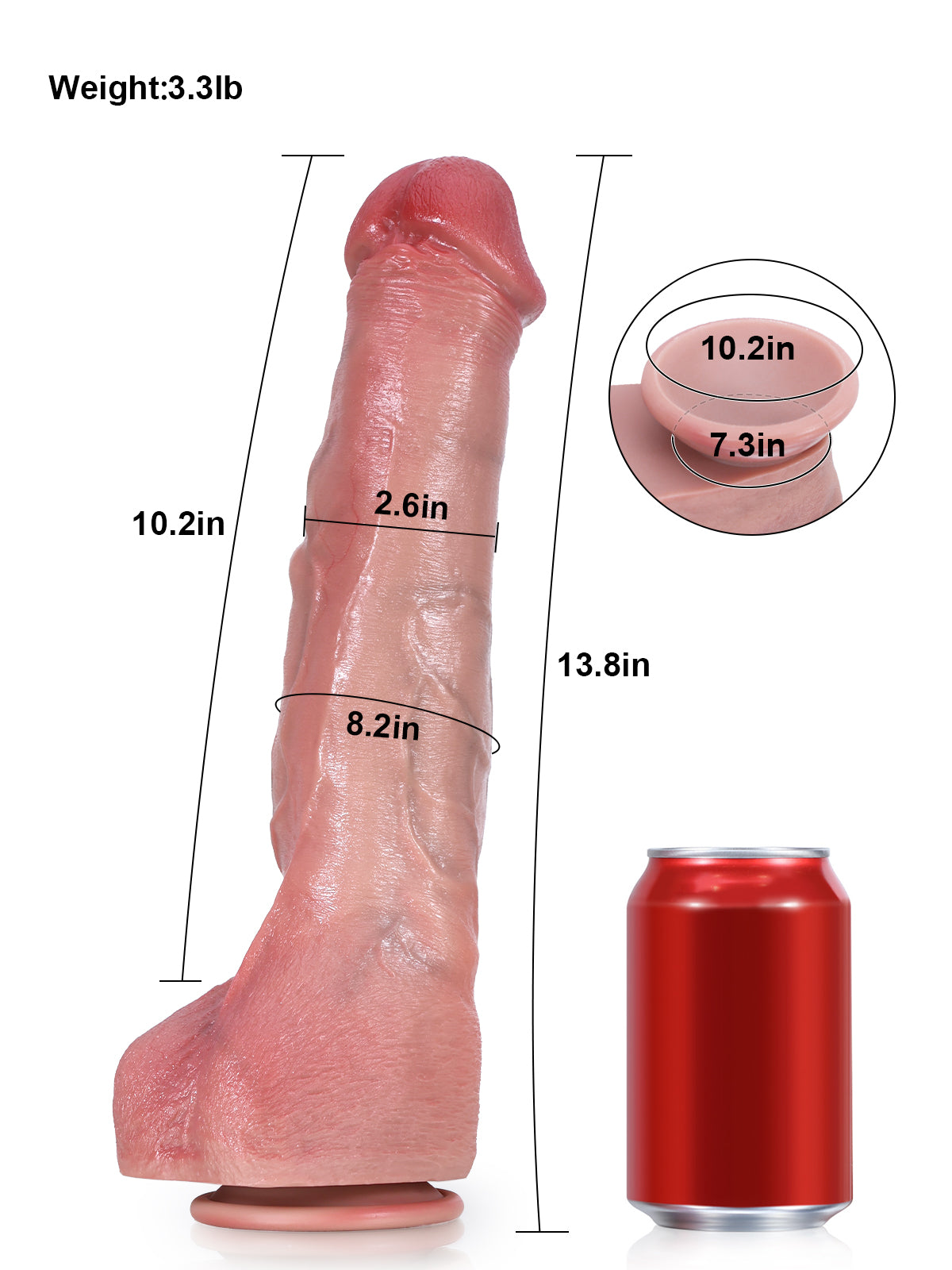 Jeff 13.8" Premium Silicone Dildo with Tapered Shaft Design | Realistic Detail & Suction Cup
