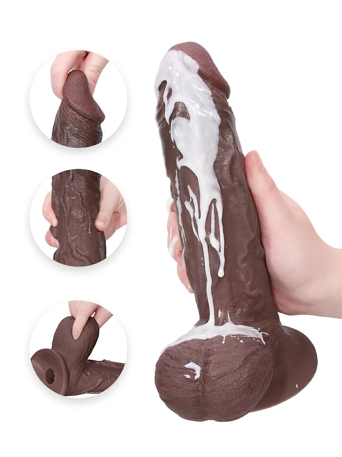 Louis 9.4 Inch Brown Thick Realistic Dildo Vac-U-Lock Compatible