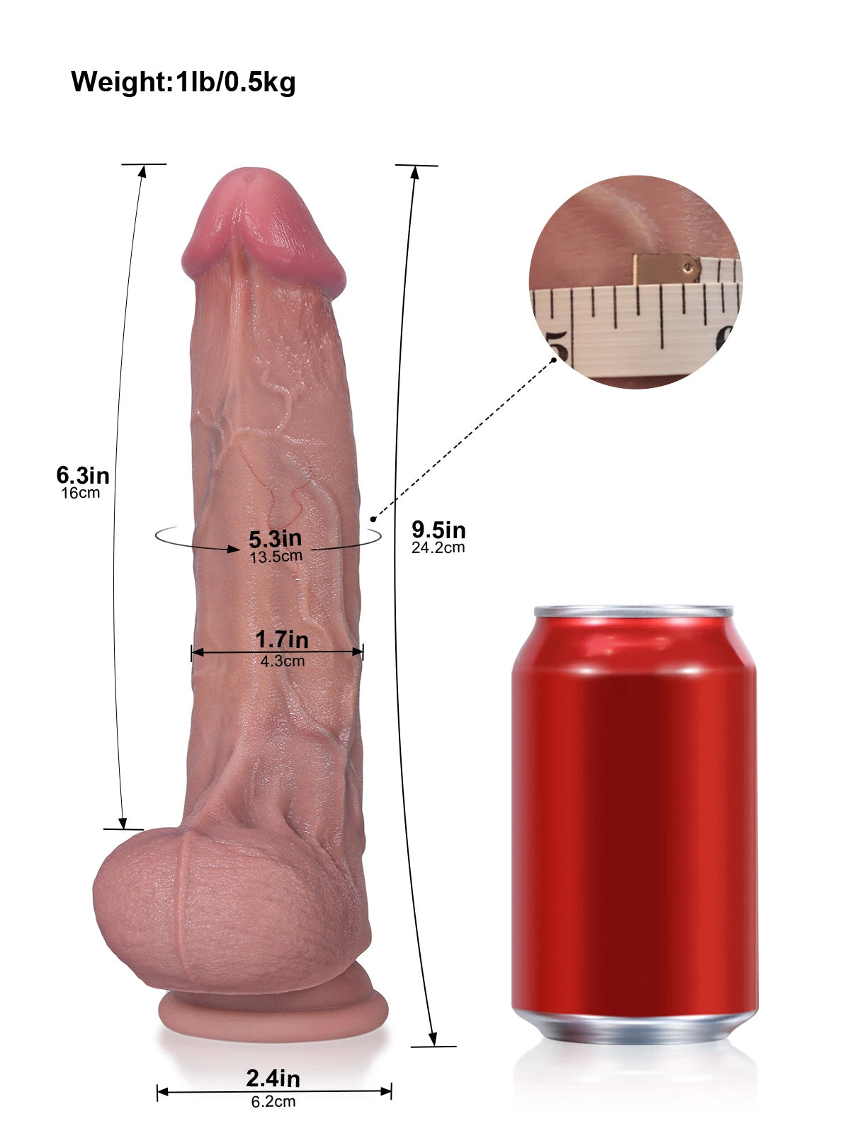 Miles 6.3" Small Veiny Dildo Sliding Skin & Realistic Balls