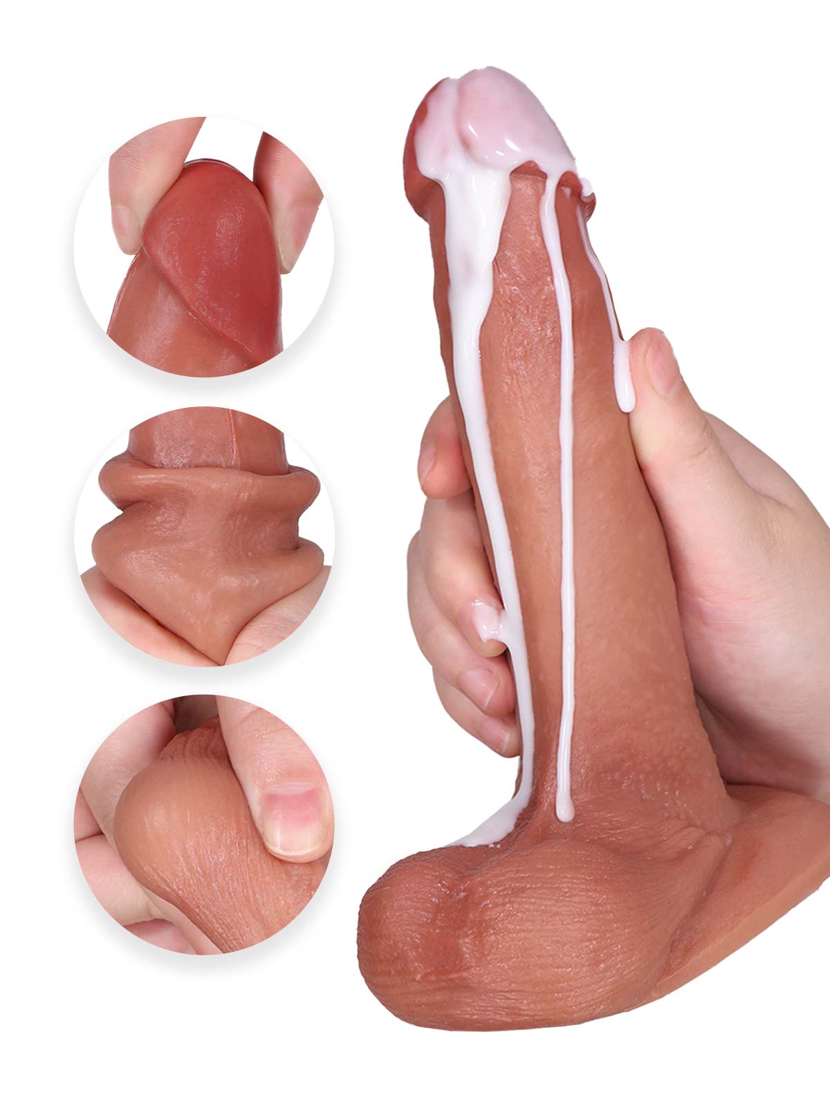 Owen 7 Inch Small Sliding Skin Dildo With Ball For Beginner