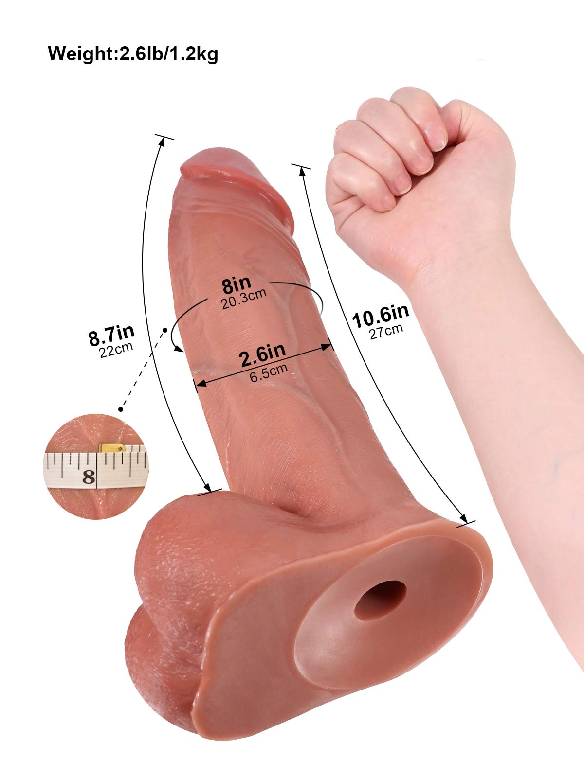 Ryan 10.6 Inch Thick & Huge Sliding Skin Dildo with Realistic Balls Vac-U-Lock Compatible