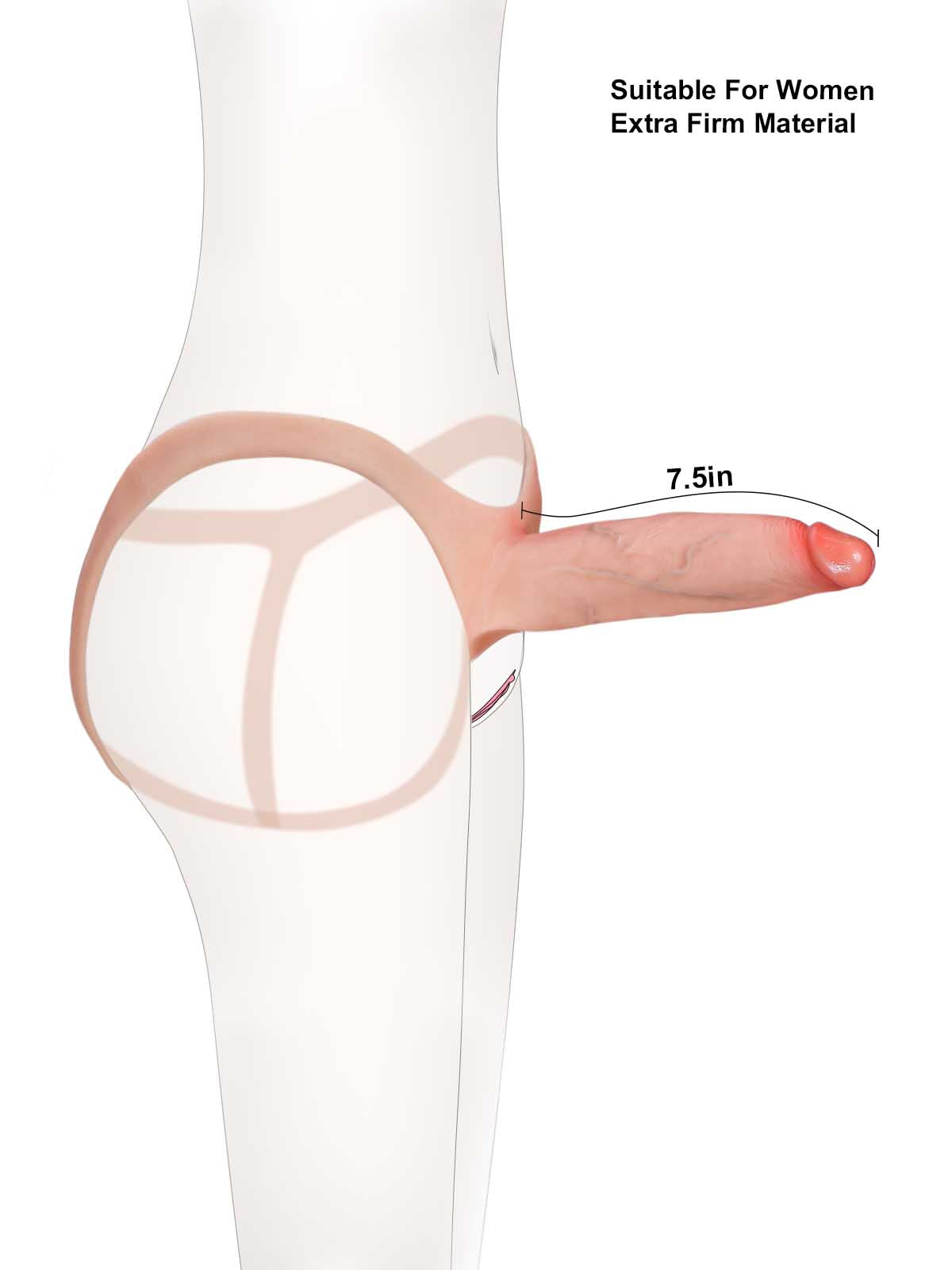 Ryder 7.5 Inch Wearable Hollow Strap-On Dildo ED Cock Sleeve