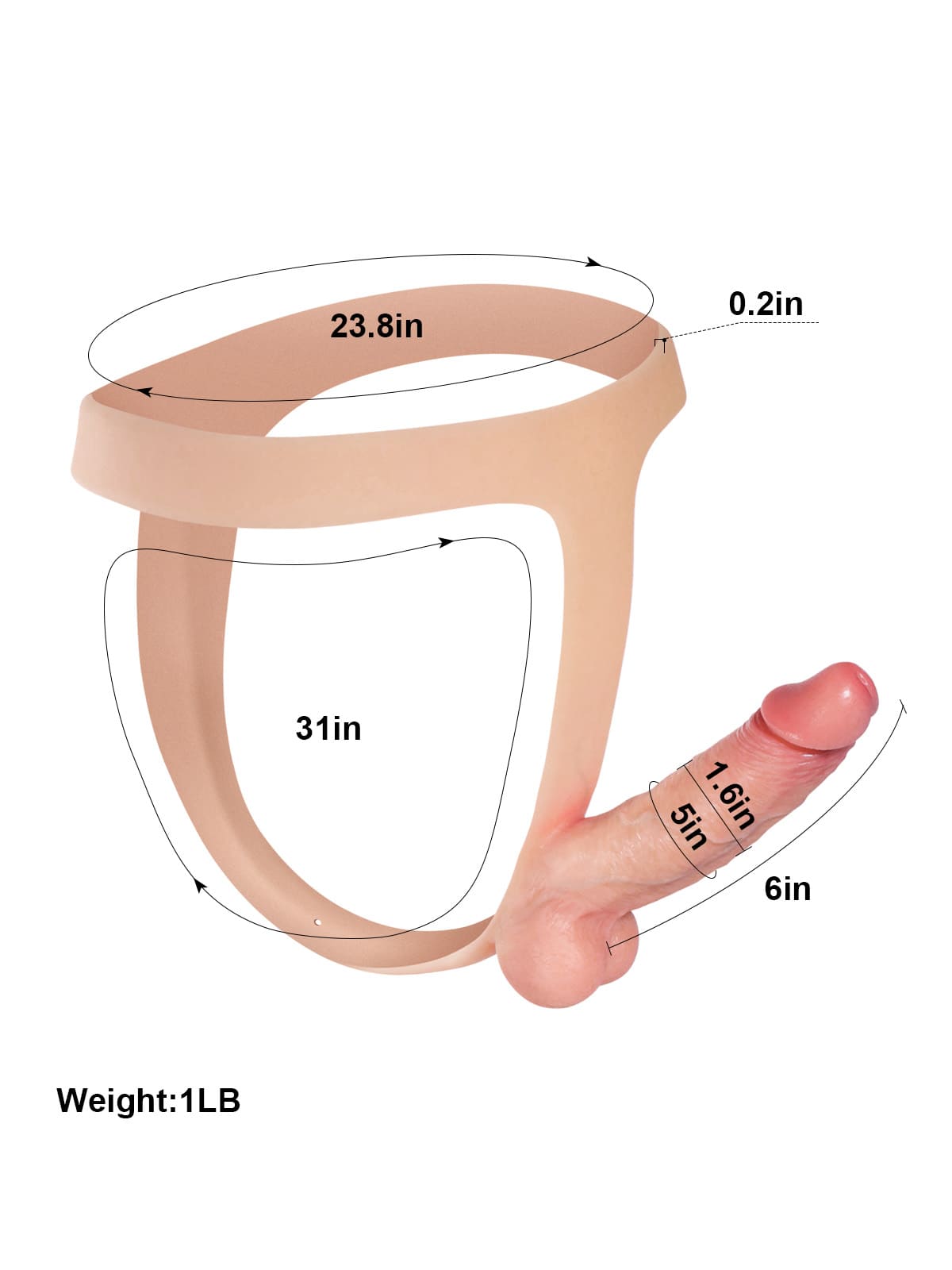 Ace - Realistic Strap On With 6 Inch Dual Density Dildo