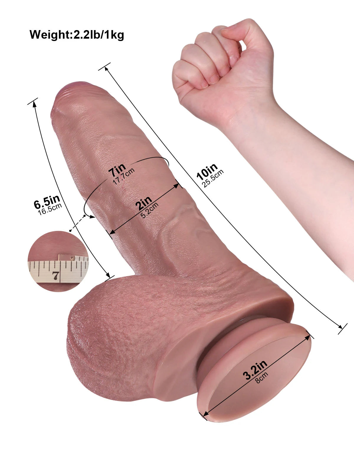 Simon 10" Sliding Skin Uncut Foreskin Silicone Dildo with Realistic Balls