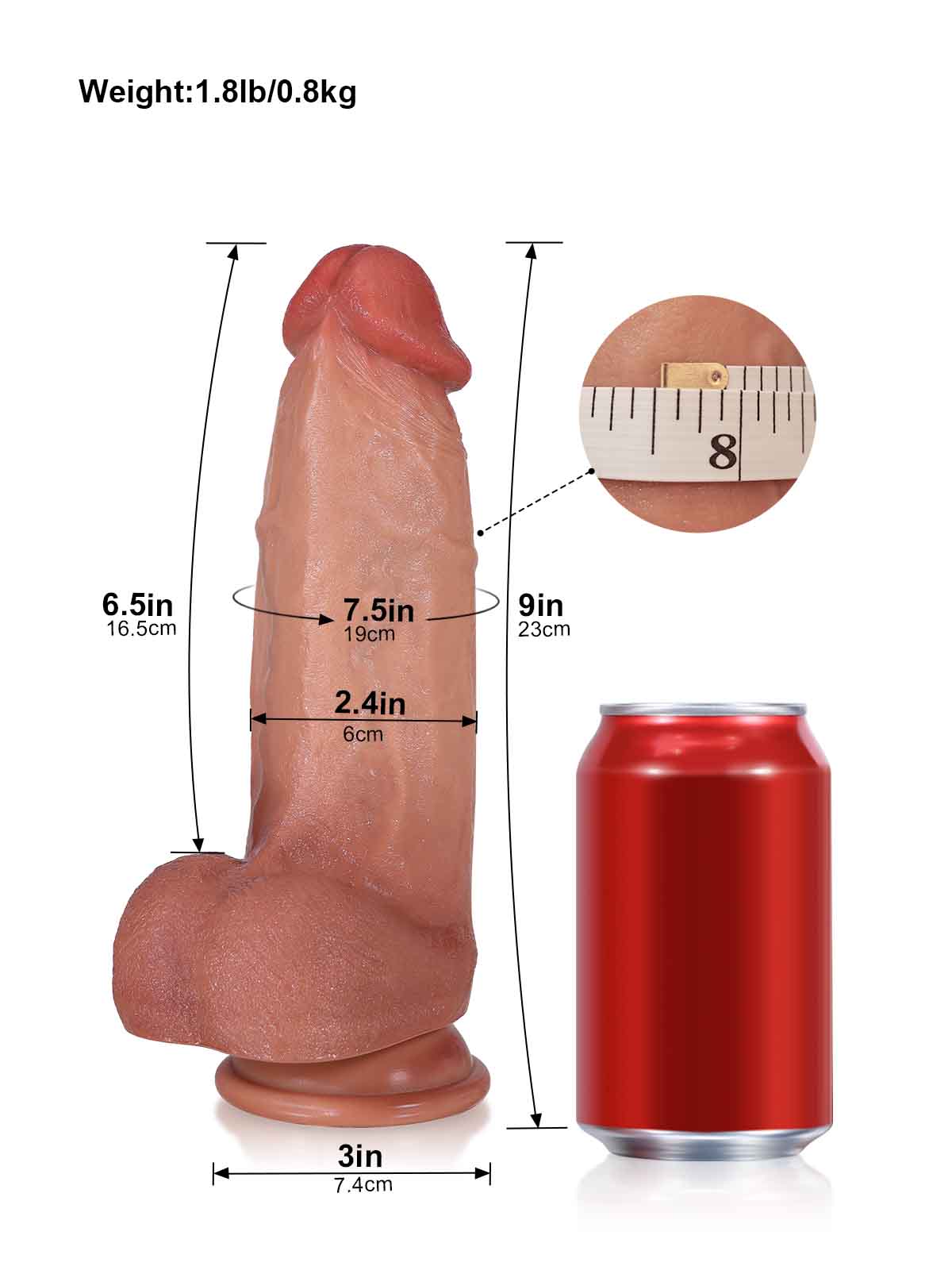 Theo 9 Thick Brown Vibrating Dildo