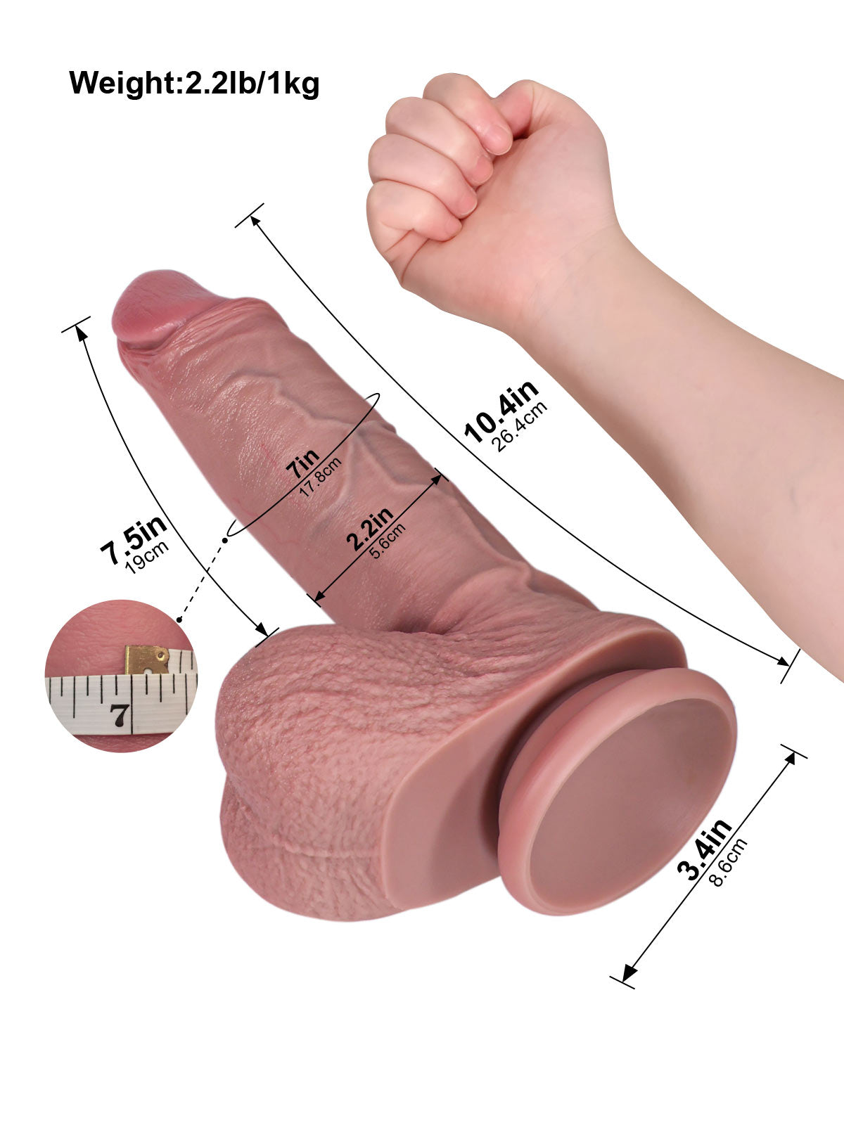 Titan 10.4" Sliding Skin Uncut Foreskin Silicone Dildo with Realistic Balls