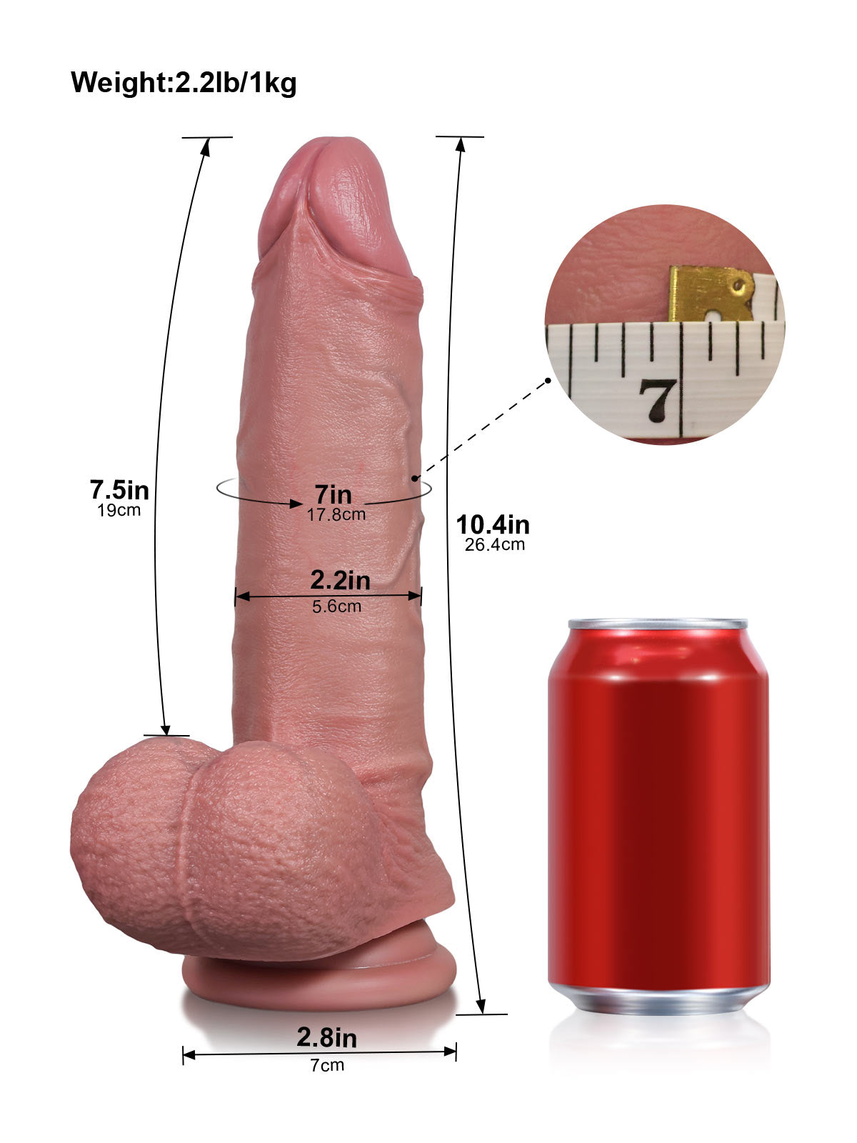 Titan 10.4" Sliding Skin Uncut Foreskin Silicone Dildo with Realistic Balls