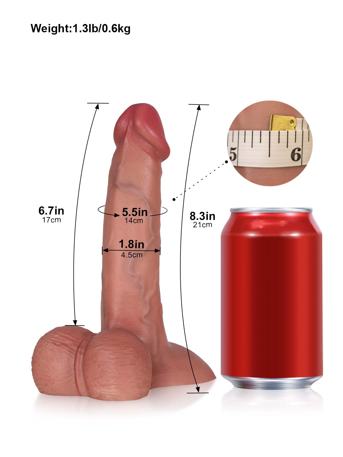 Tom 8.3 Inch Brown Realistic Dildo Vac-U-Lock Compatible