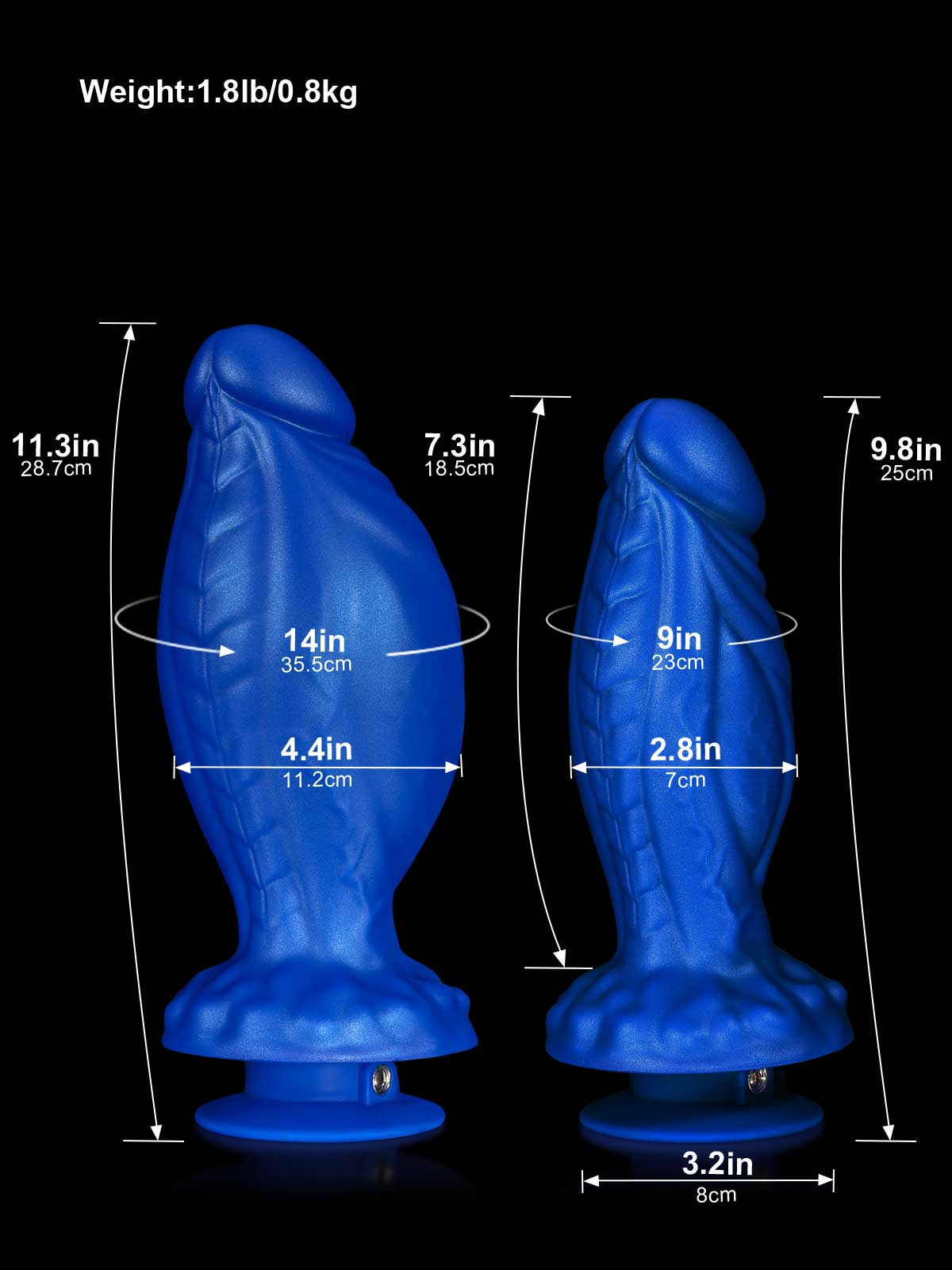 Victor 9.8 Inch Blue Thick Fantasy Squirting Dildo Inflatable Anal Plug