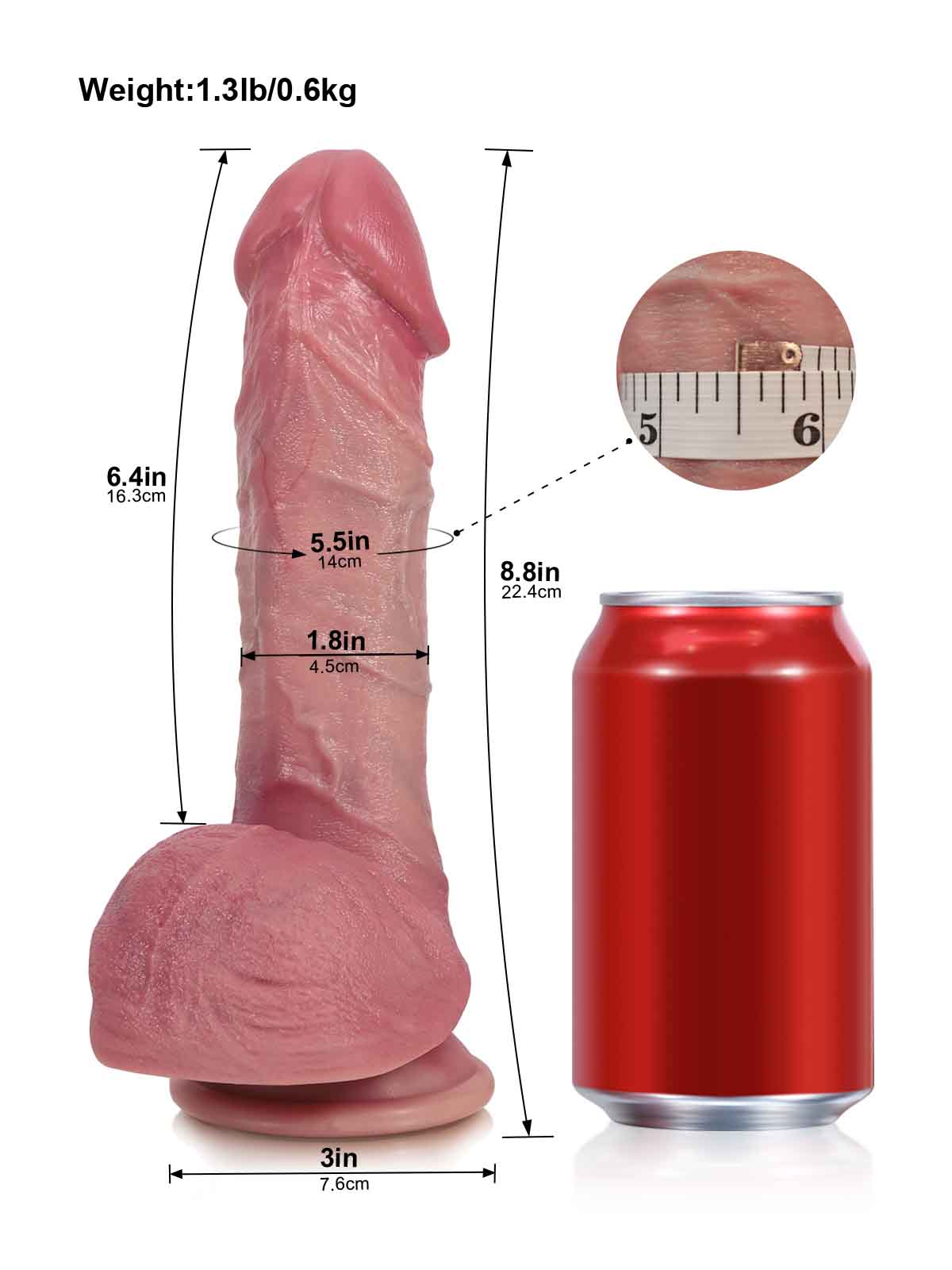 Victor 6.4" Small Dual-Density Silicone Dildo — Realistic Feel, Body-Safe & Suction-Cup Base