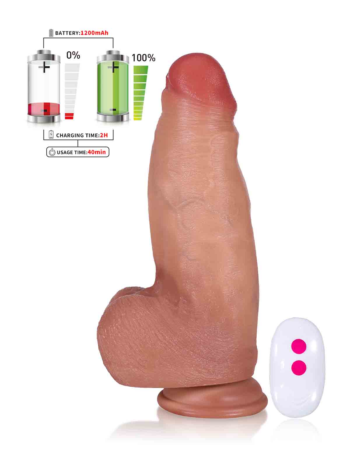 Vincent 9.4 Inch Fat Thick Vibrating Dildo