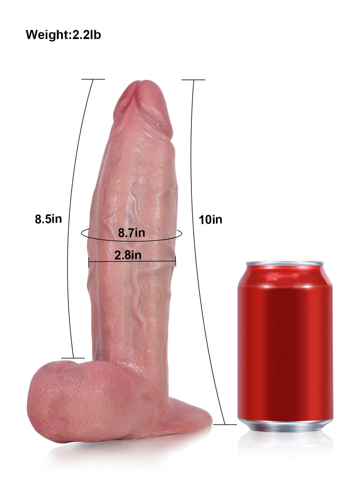 Zach 10 Inch 3D Extra Thick Dildo With Swinging Balls & Vac U Lock Suction Cup