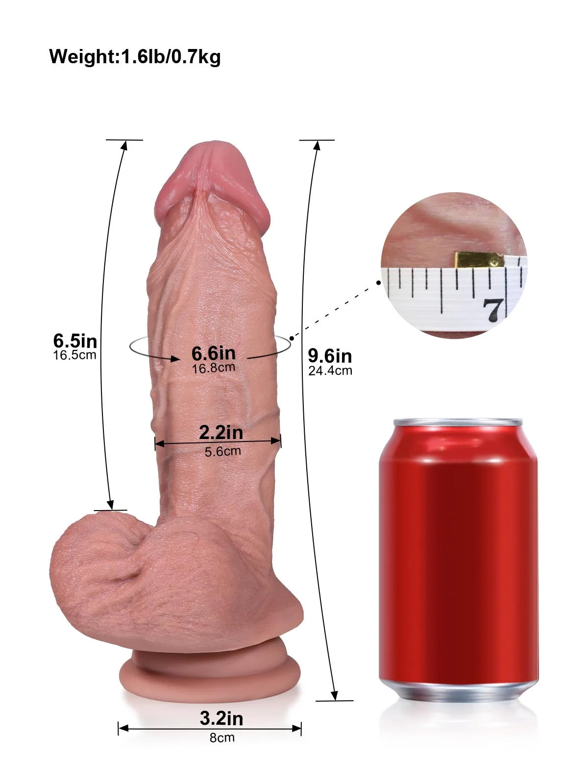 Zion 9.6" Premium Silicone Sexy Glans Penis & Two Slippery Testicles