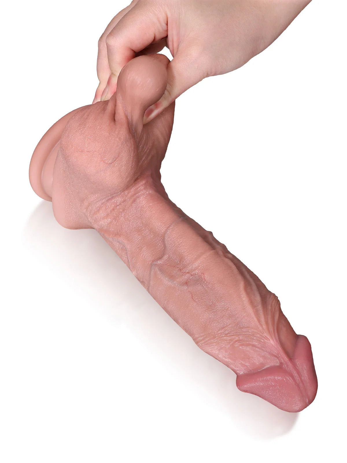 Zion 9.6" Premium Silicone Sexy Glans Penis & Two Slippery Testicles
